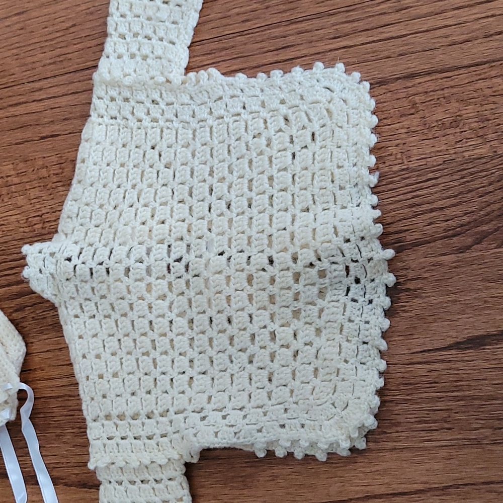 Vintage Handmade Baby Sweater and Bonnet - Picture 7 of 10